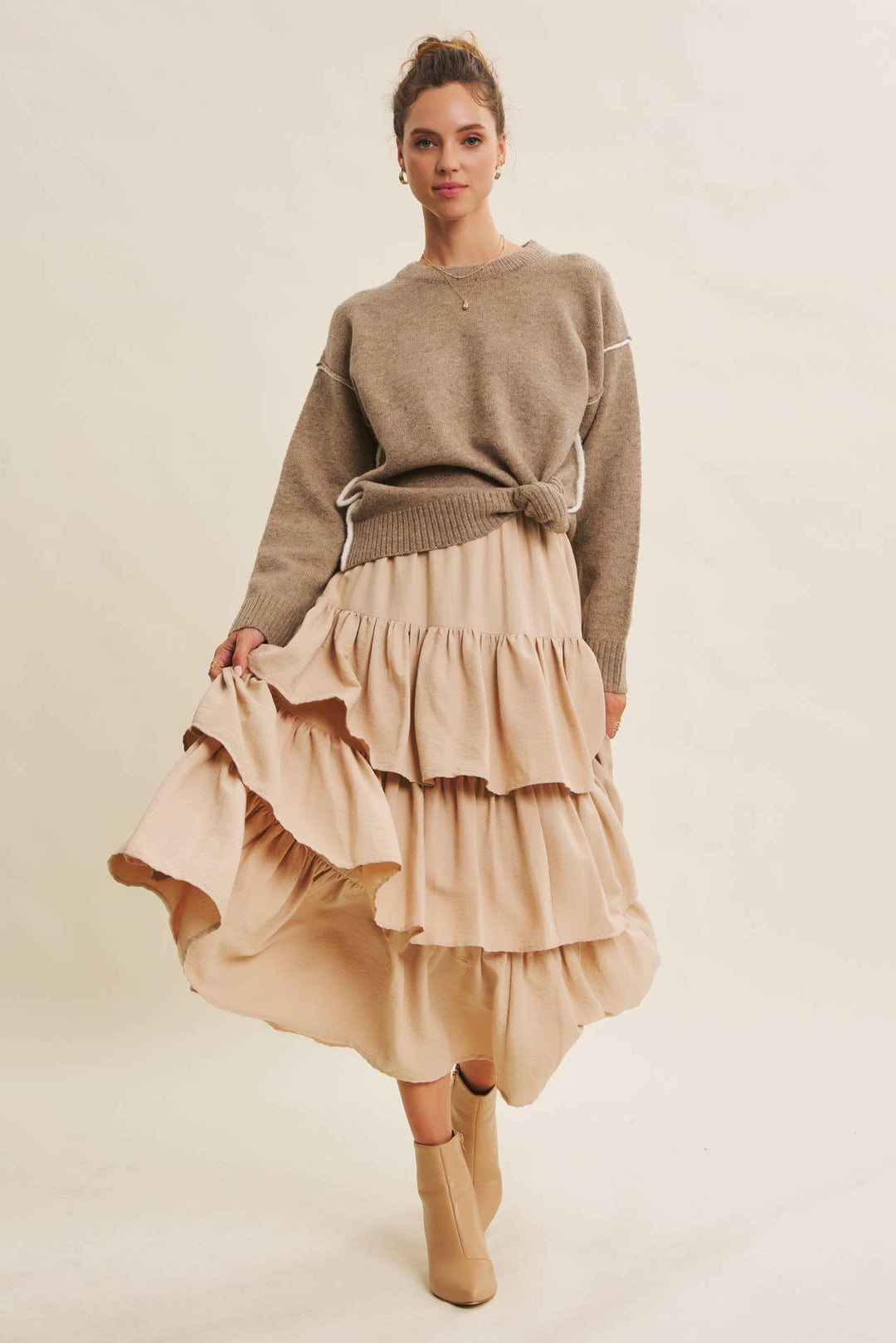 Brings Movement and Comfort Tiered Ruffle Maxi Skirt