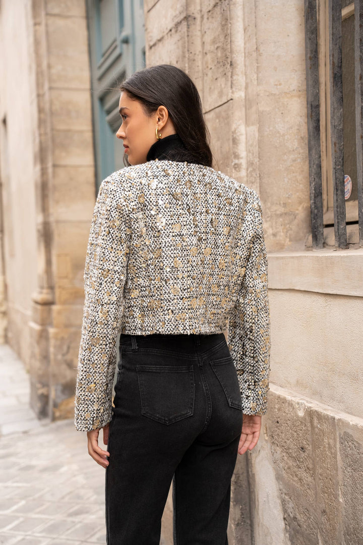 Jenny Short Sequin Tweed Jacket