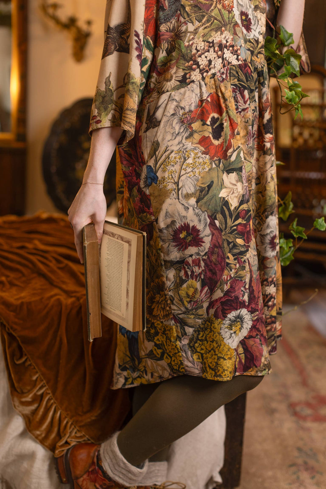 Golden Hour Artist Dress Tunic w/ Pockets & Floral Print