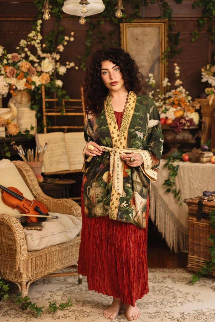 Labour of Love Matineé (mid) Duster w/ florals & violin