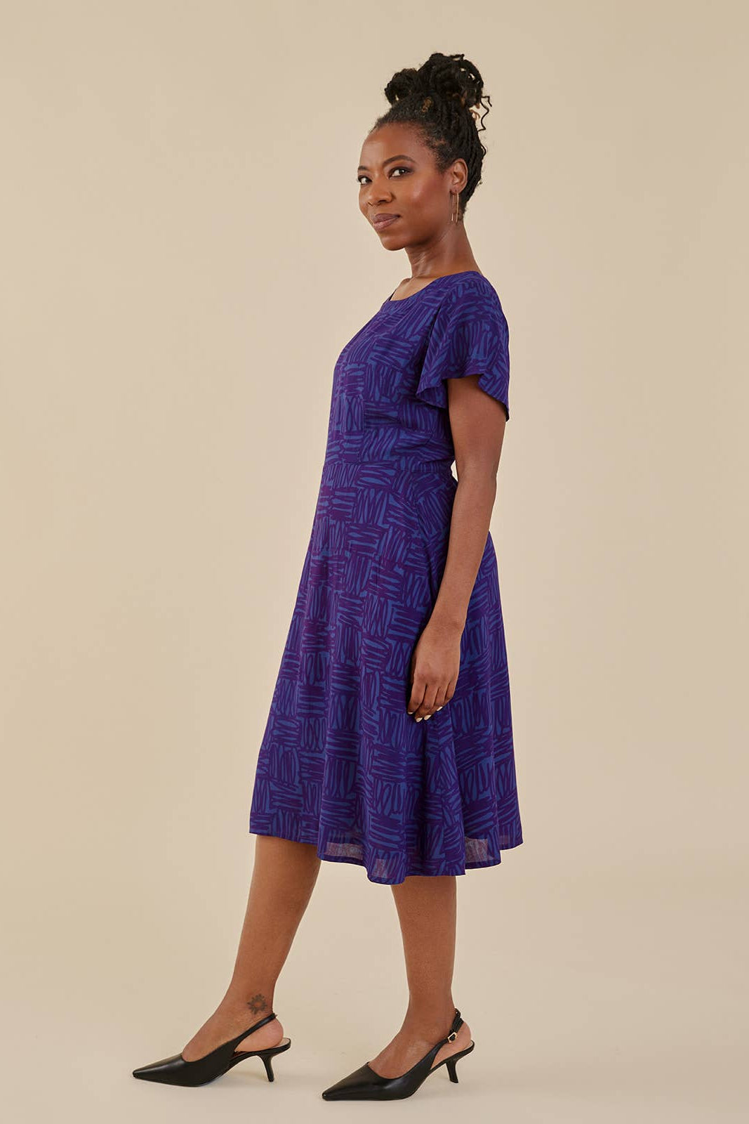 Finley Flutter Sleeve Dress Twilight Scribble Modal