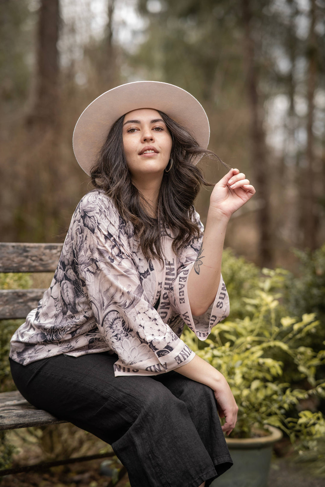 Peace Wine & Sunshine Pixie Duster Cropped Kimono Blush