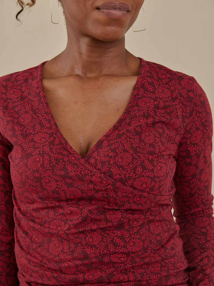 Gillian Wrap Top Crimson Vine