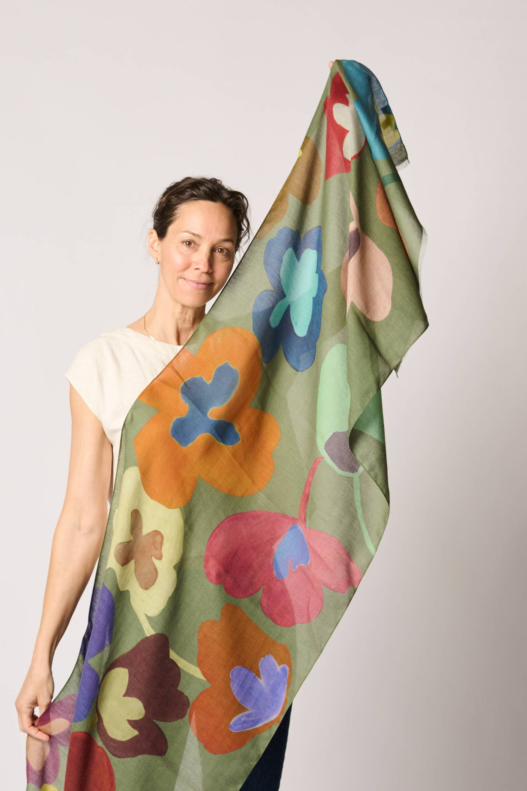 Cashmere Blend 'Flora' Art Scarf