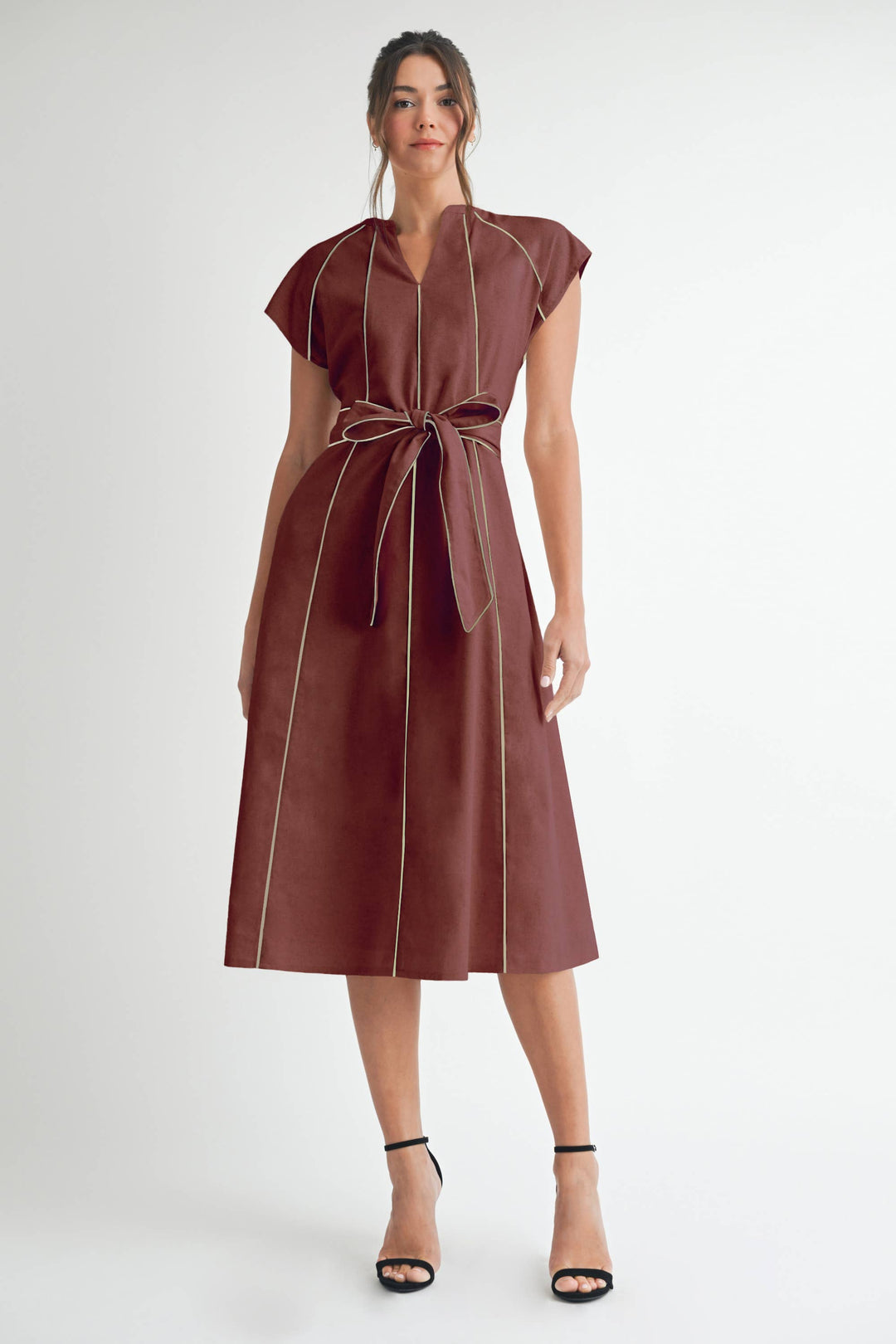 Linen Stripe Midi Dress