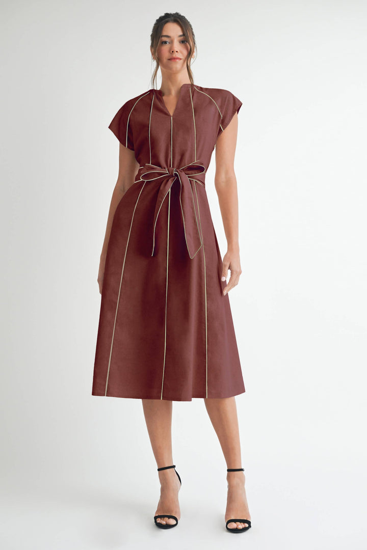 Linen Stripe Midi Dress