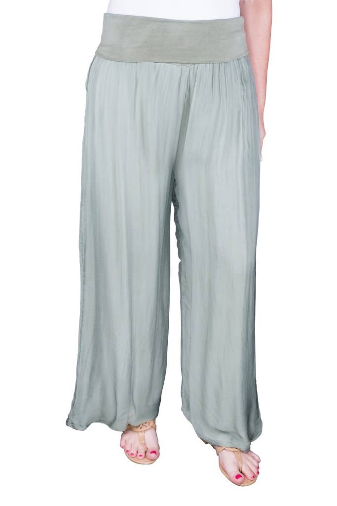 Mercedes Foldover Waist Silk Pant