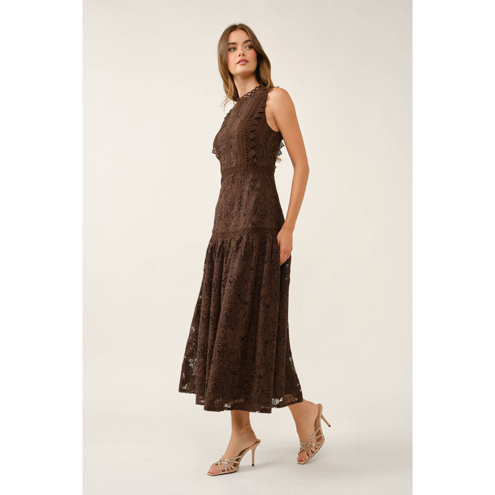Flora Elegant Guipure Lace Sleeveless Maxi Dress