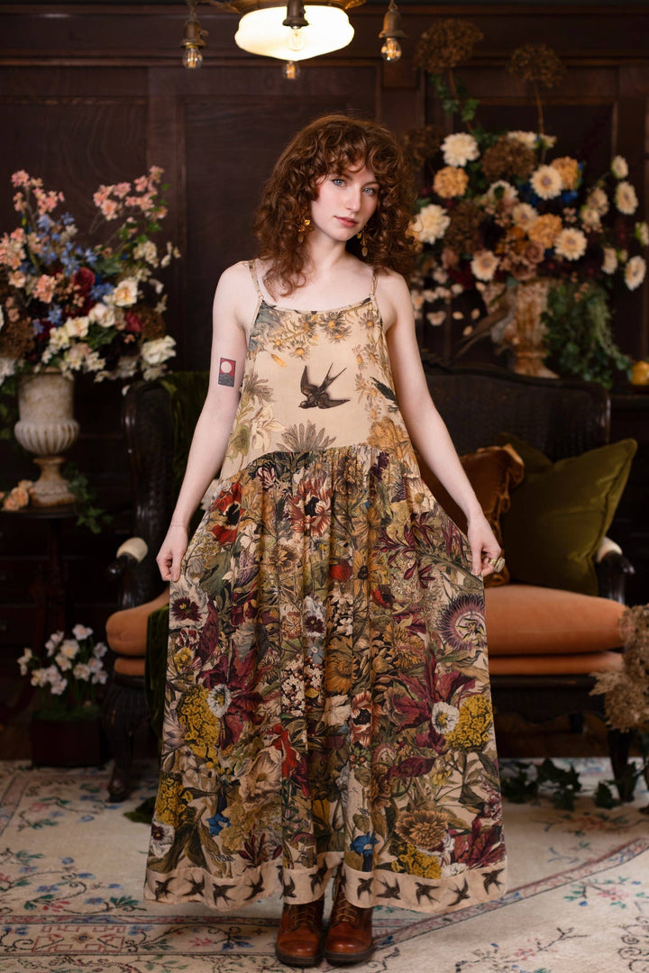 Golden Hour Bohéme Long Maxi Slip Dress w/ Floral Print