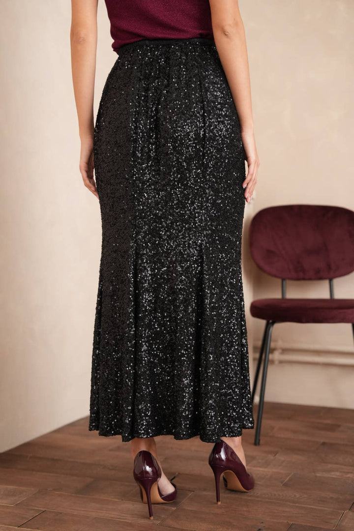 Mermaid Cut Sequin Long Skirt