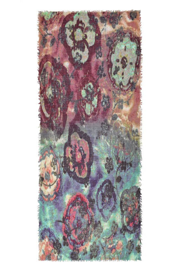 Dorthea Abstract Floral Wool Blend Scarf