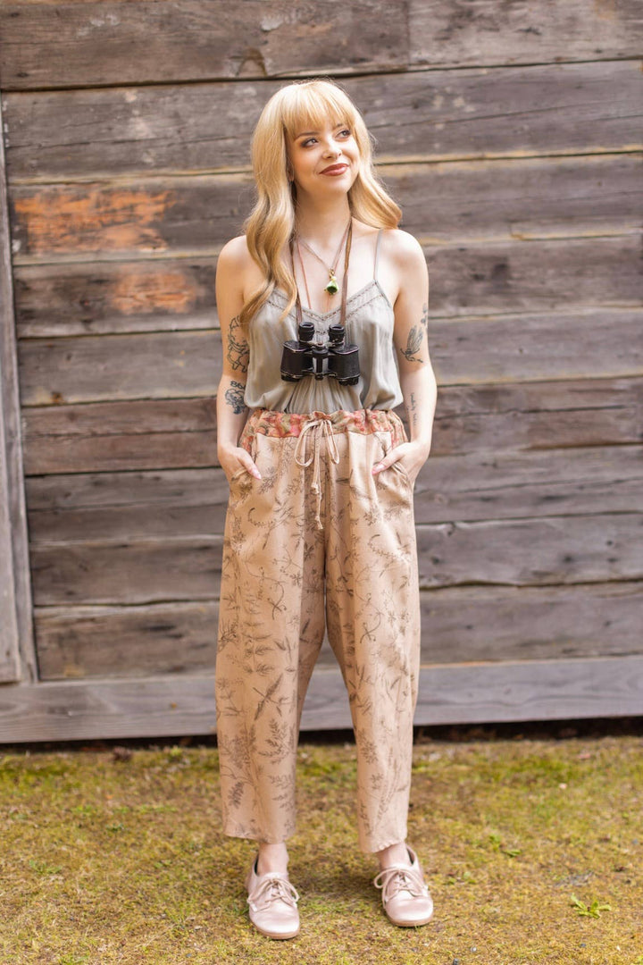 Map of My Heart Printed Boho Artist Pants in Flax