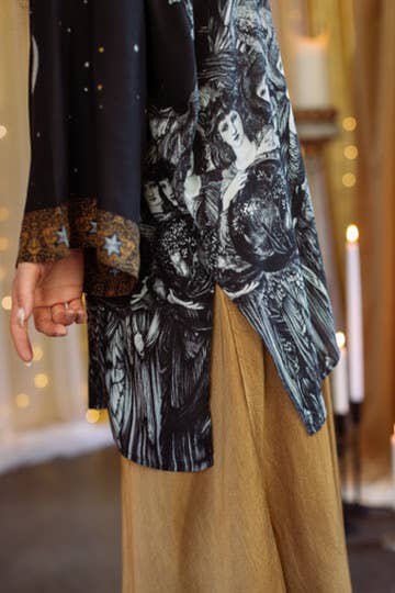 The Guardians Matineé (mid-length) duster w/ angels & moon