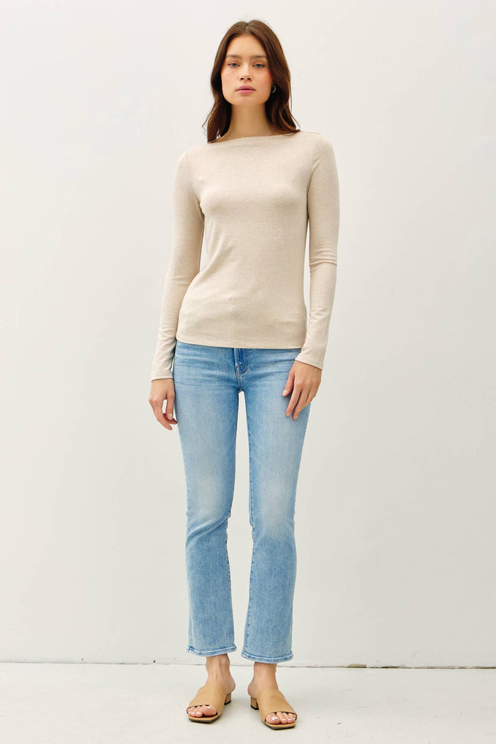 Basic Boat Neck Long Sleeve Knit Top