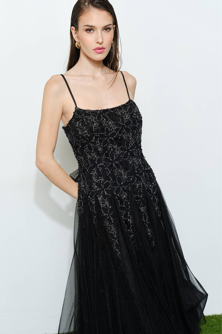 Romantic Lace Chiffon Sleeveless Midi Dress