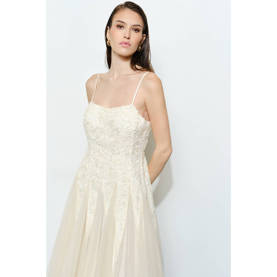 Romantic Lace Chiffon Sleeveless Midi Dress