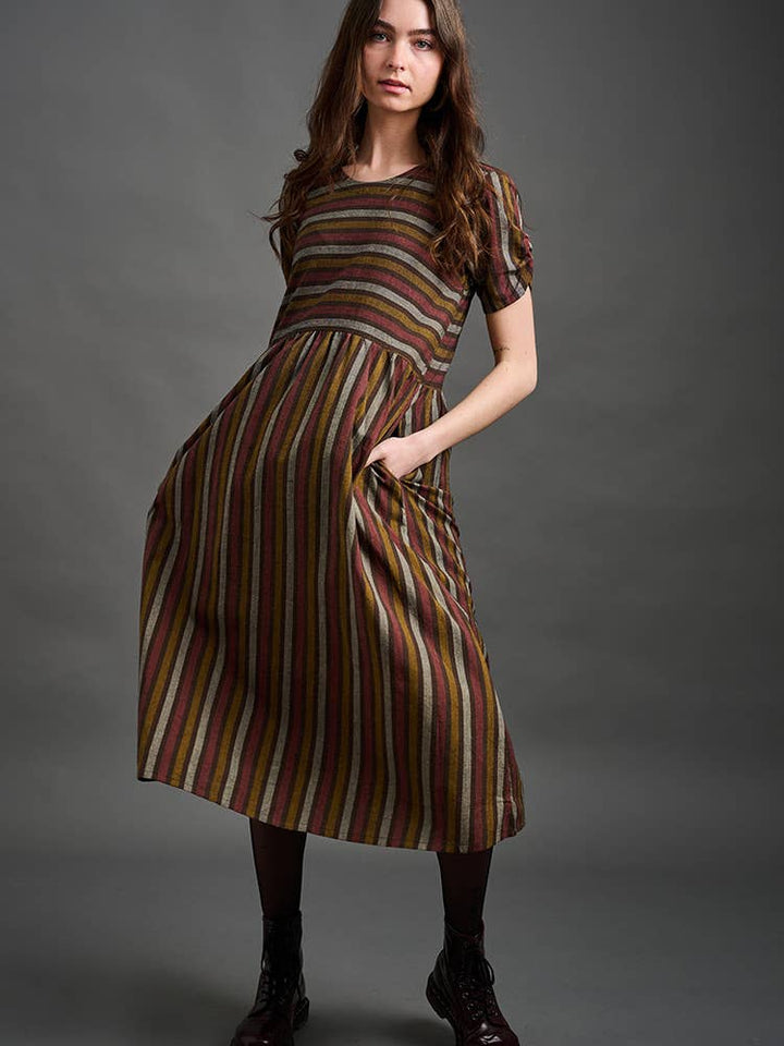 Kavita Dress Chocolate Stripe