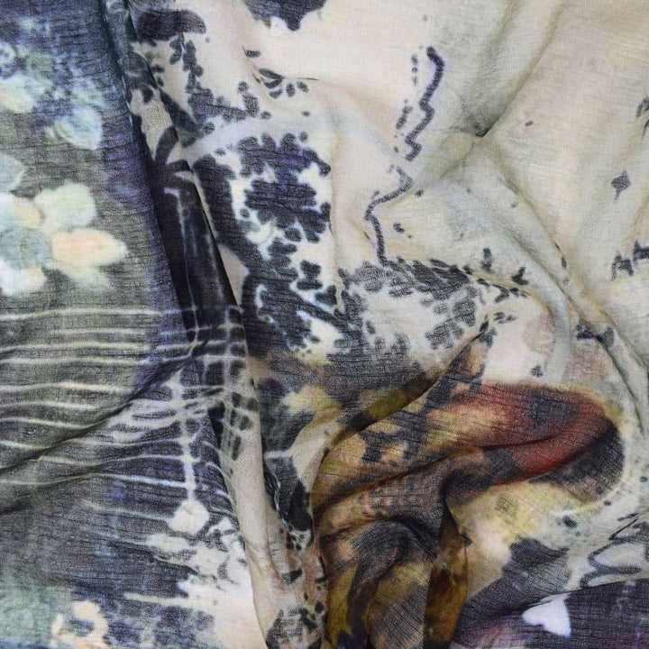Nahla Floral/Bird Artful Fine Wool Scarf