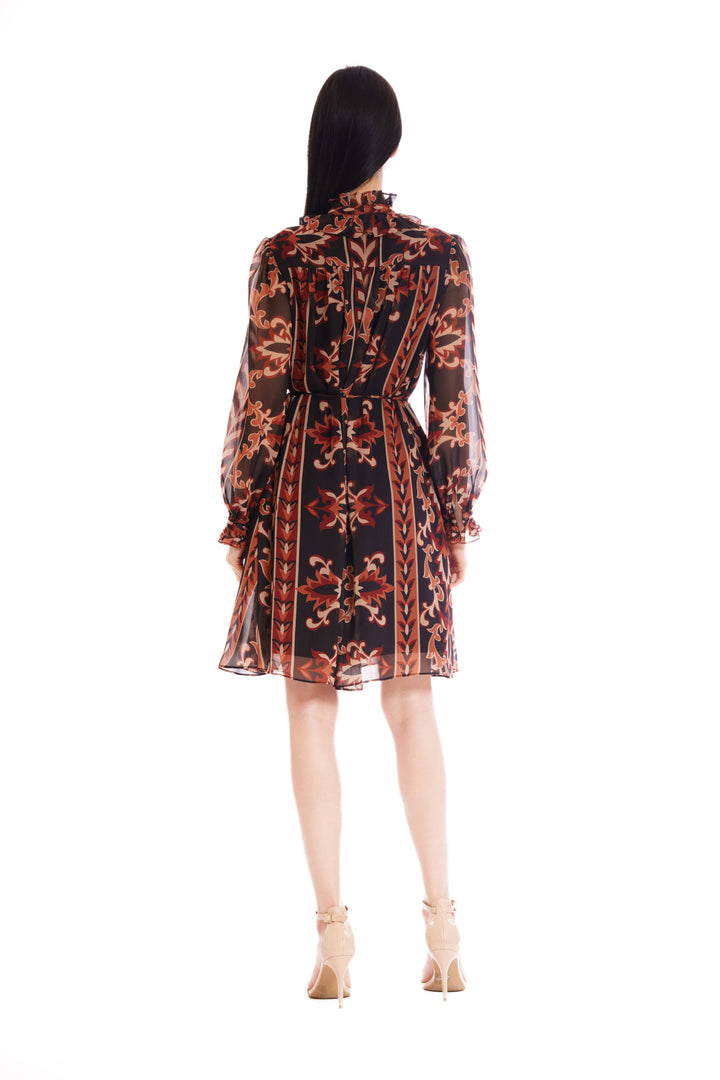 Long Sleeve Short Dress w/Ruffle Collar