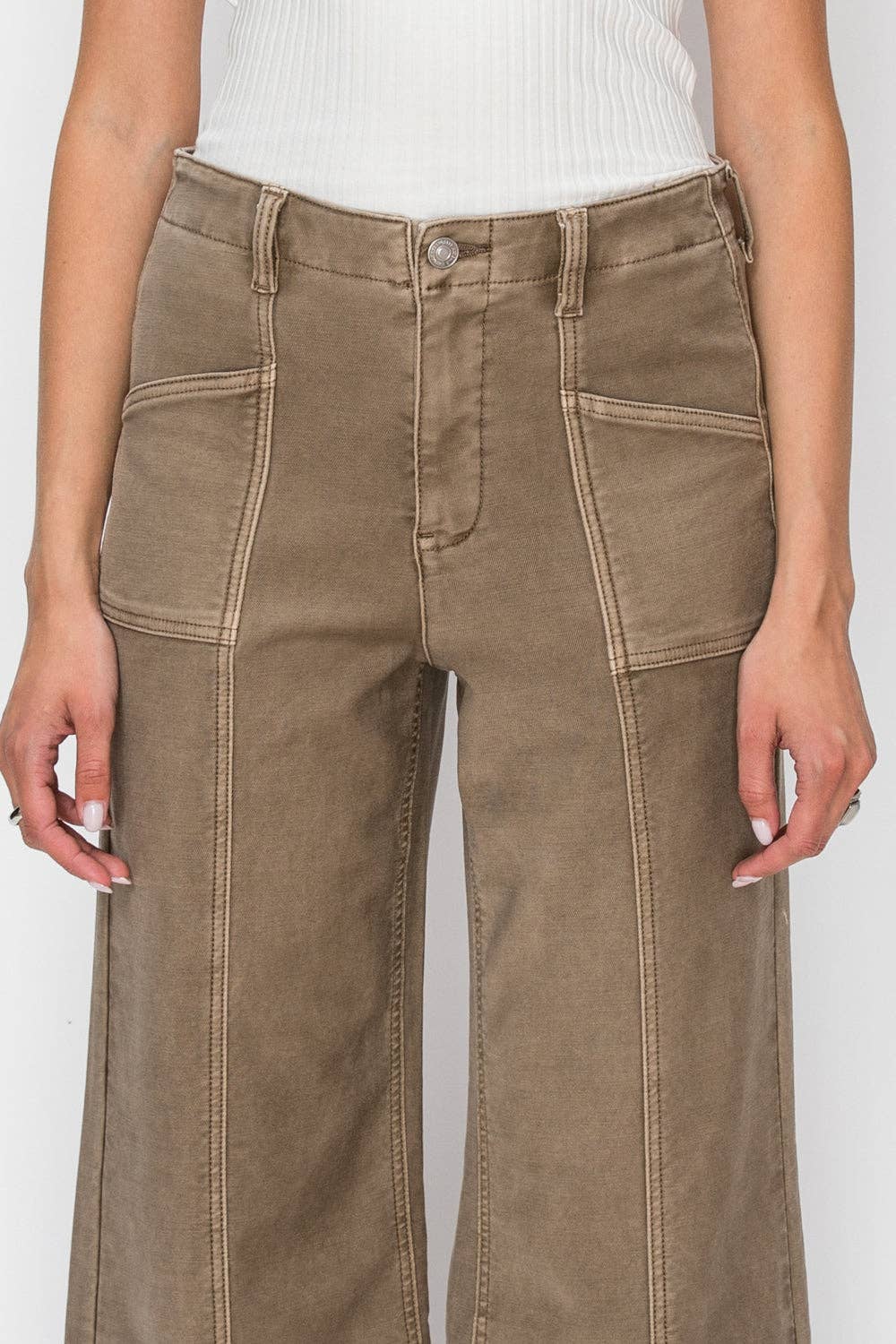 Tummy Control High Rise Slim Crop Palazzo Jeans