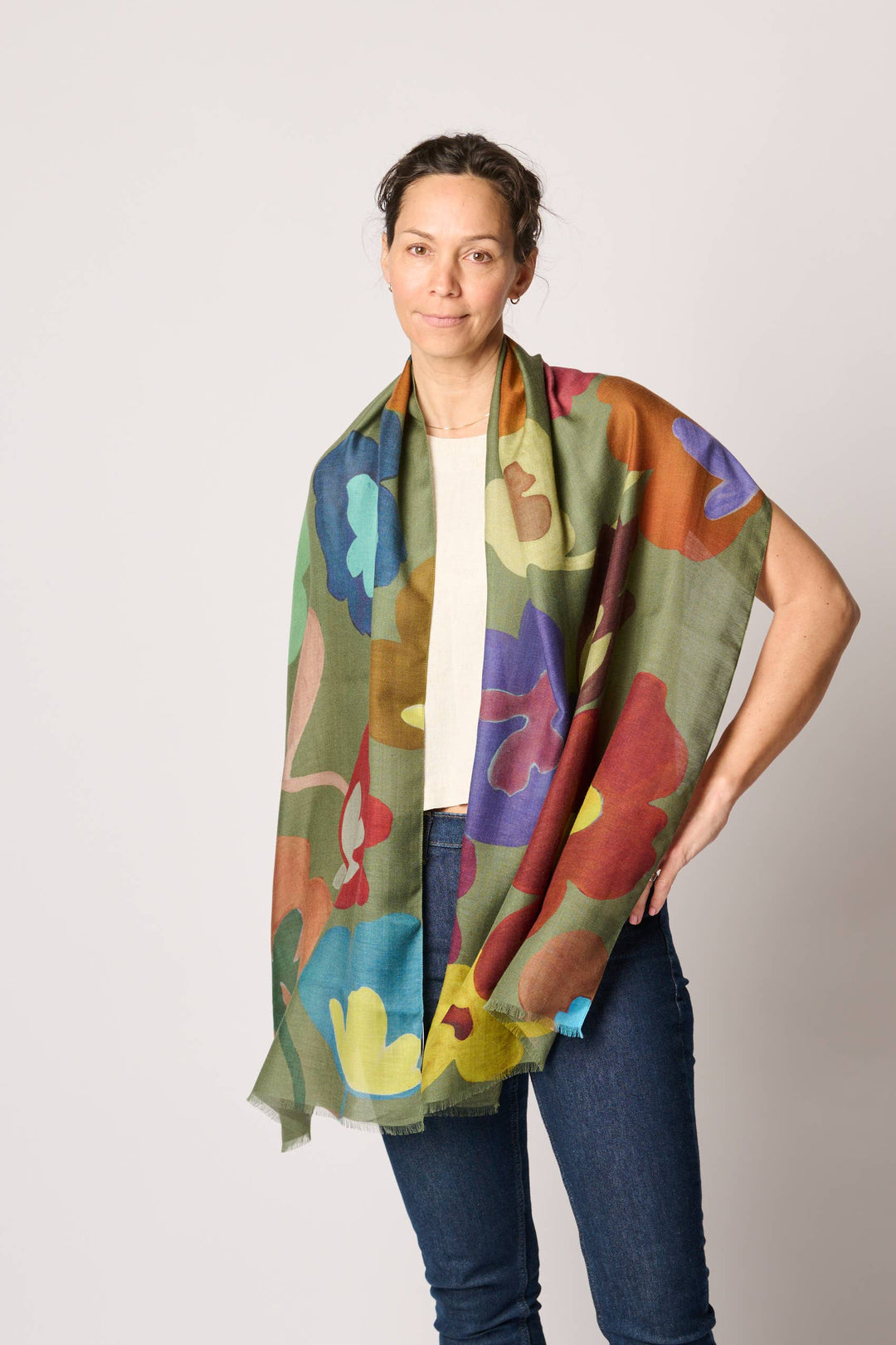 Cashmere Blend 'Flora' Art Scarf