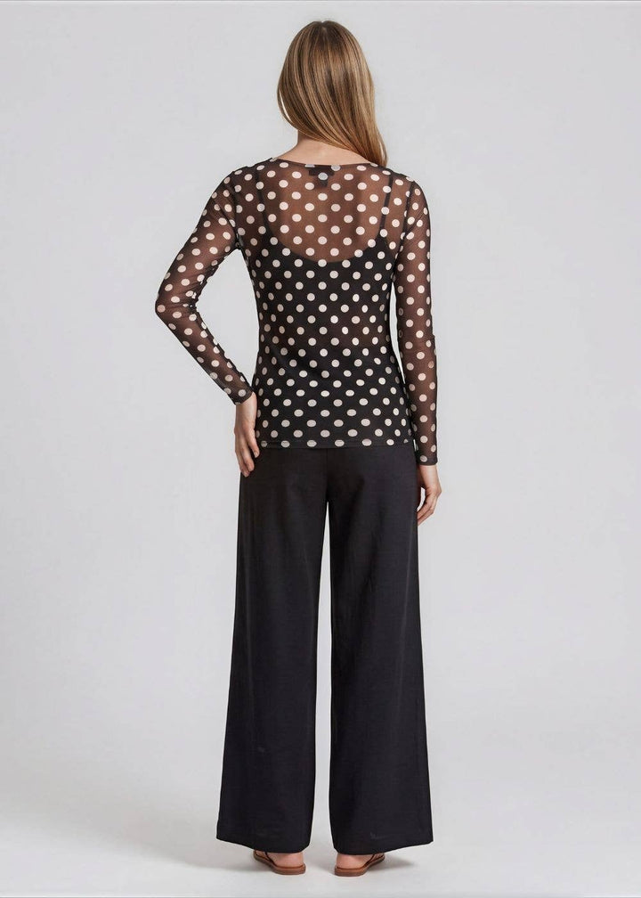Polka Dot on Black - NudiTee Sheer Top