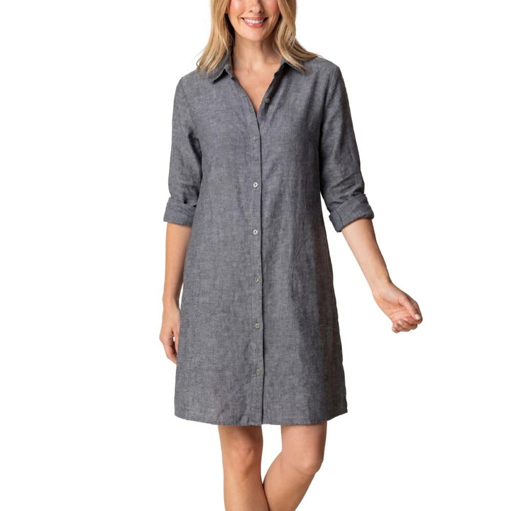 Linen Solid Shirt Dress
