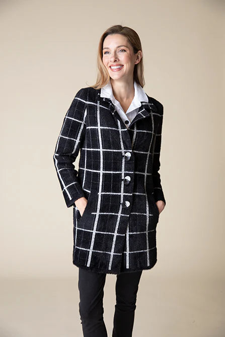 Windowpane Jacquard Car Coat