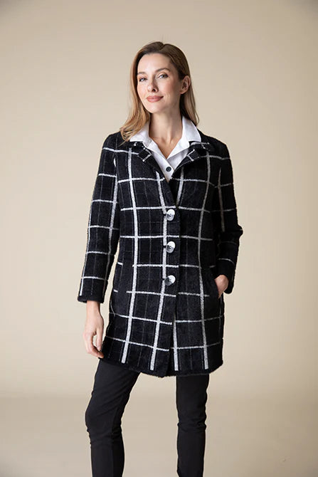 Windowpane Jacquard Car Coat