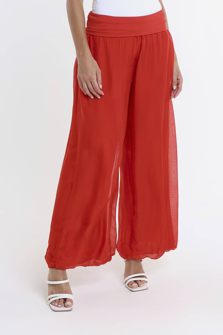Mercedes Foldover Waist Silk Pant