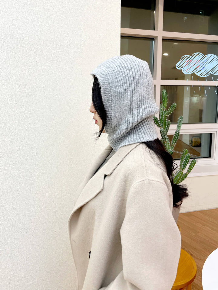Sweater Knit Alpaca Hooded Winter Balaclava Hat