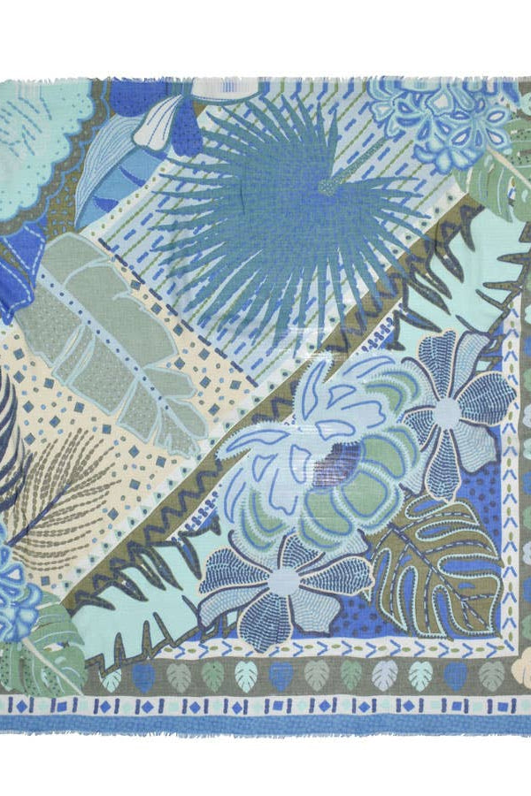 Levinson Tropical Leaf Square Scarf