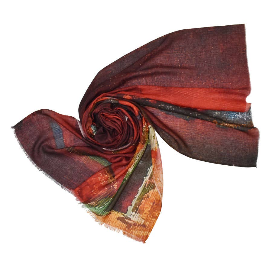 Helmsworth Abstract Crimson Hues Scarf