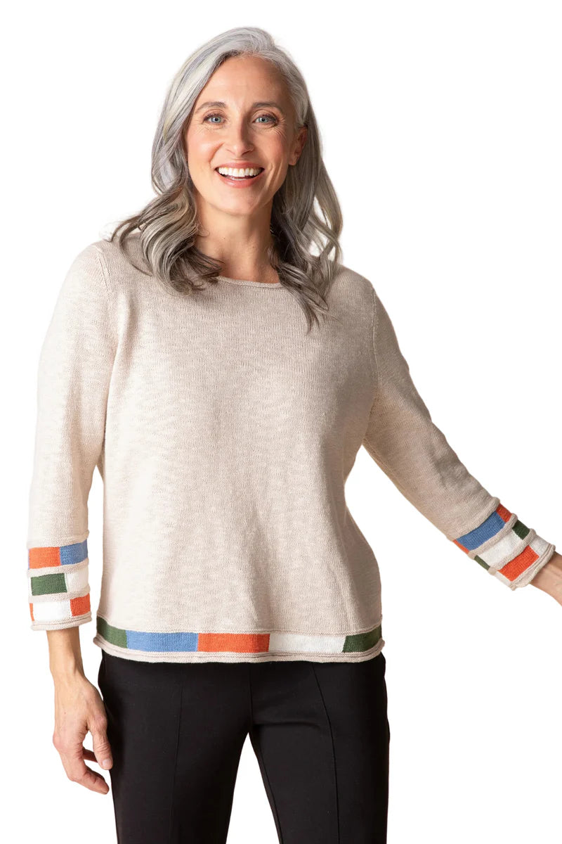 Autumn Cotton Mosaic Pullover