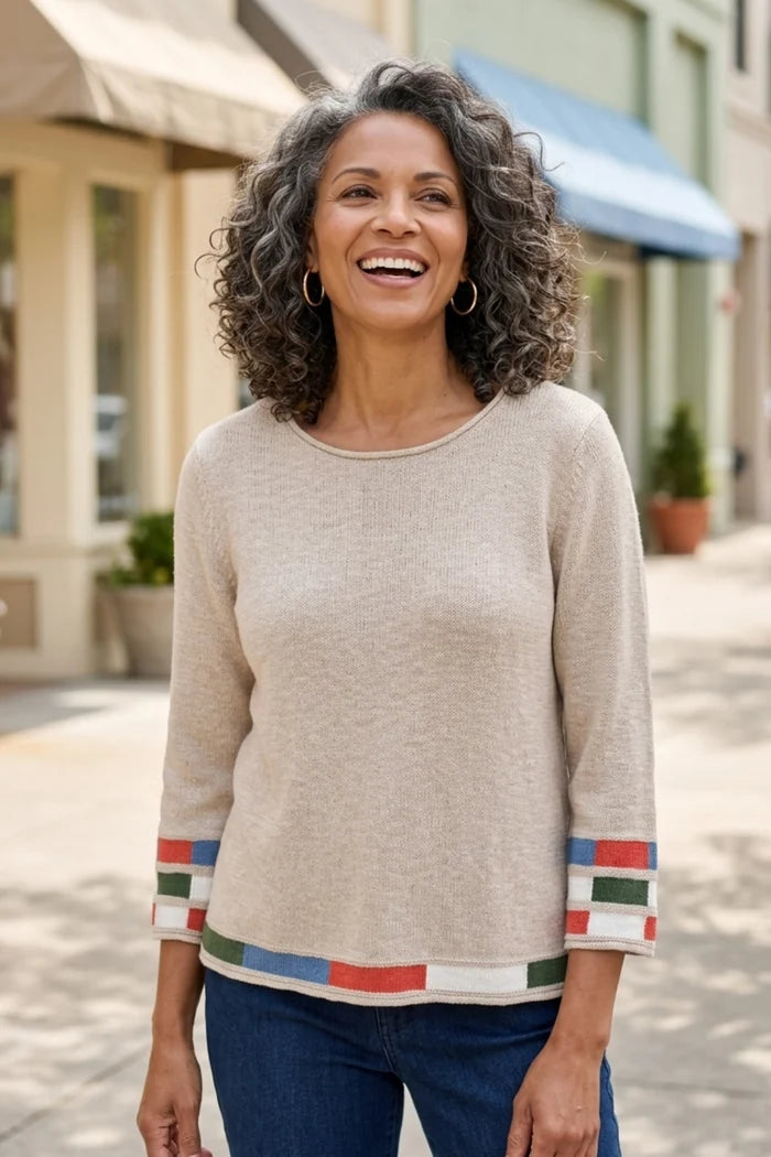 Autumn Cotton Mosaic Pullover
