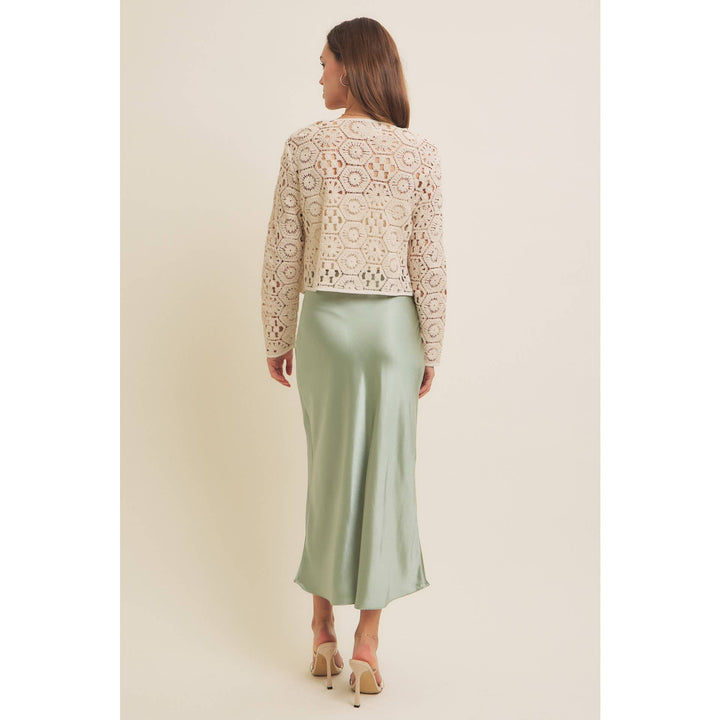 Open-Front Cotton Crochet Lightweight Cardigan