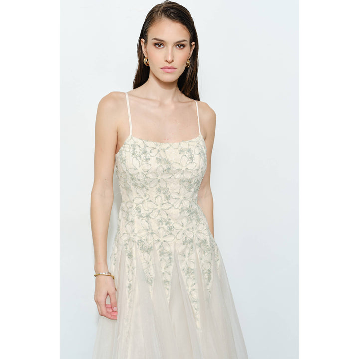 Romantic Lace Chiffon Sleeveless Midi Dress