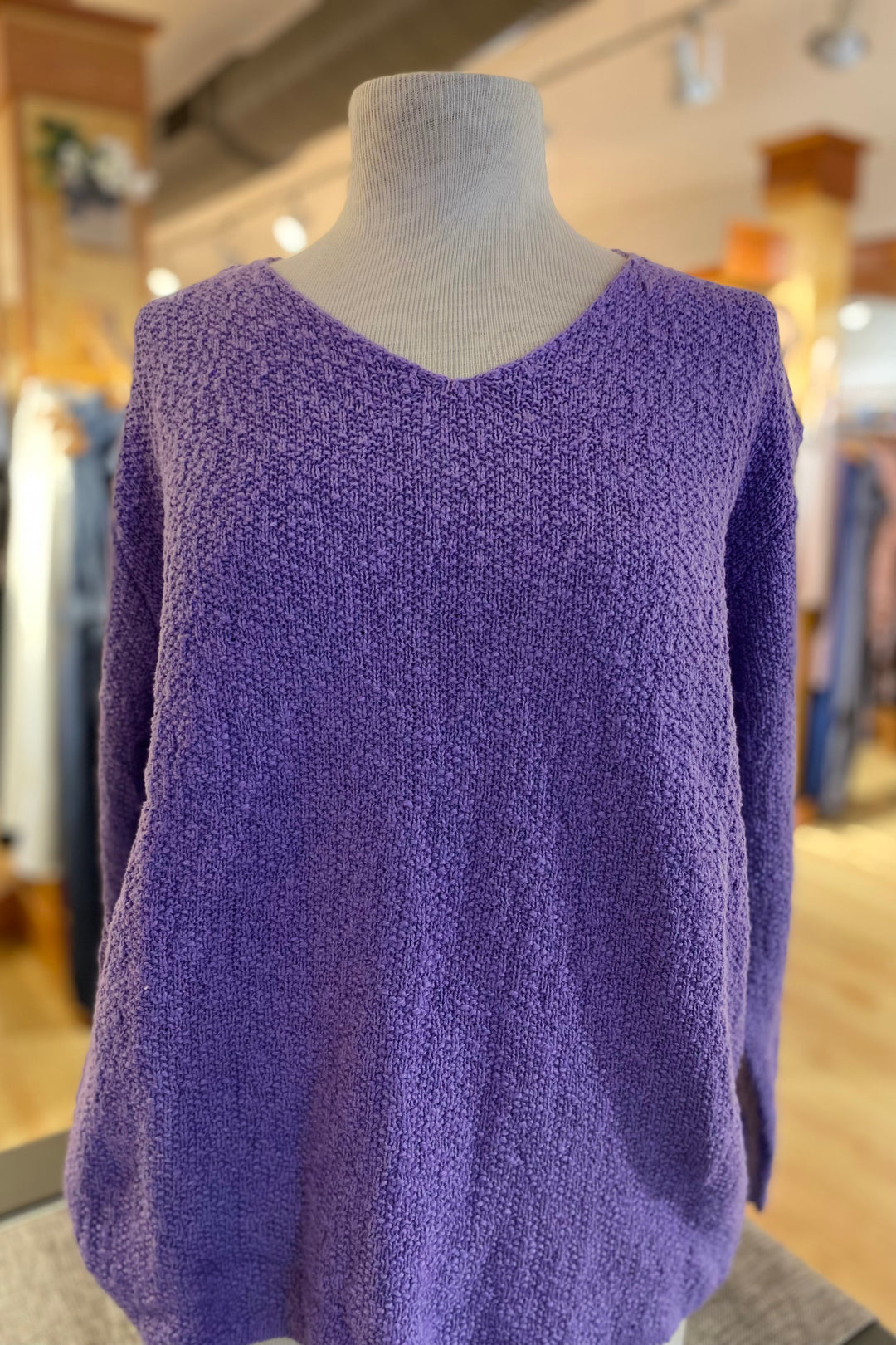 The Ultimate Cotton Sweater - Seed Stitch V Neck