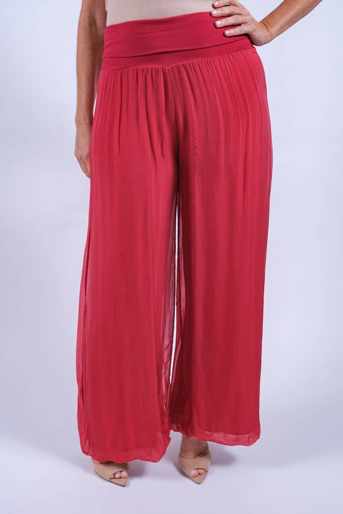 Mercedes Foldover Waist Silk Pant