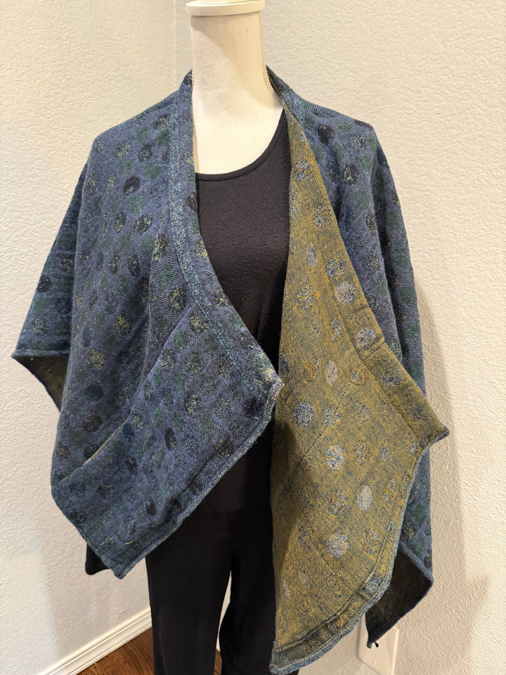 Poncho Cape~Teal Dots