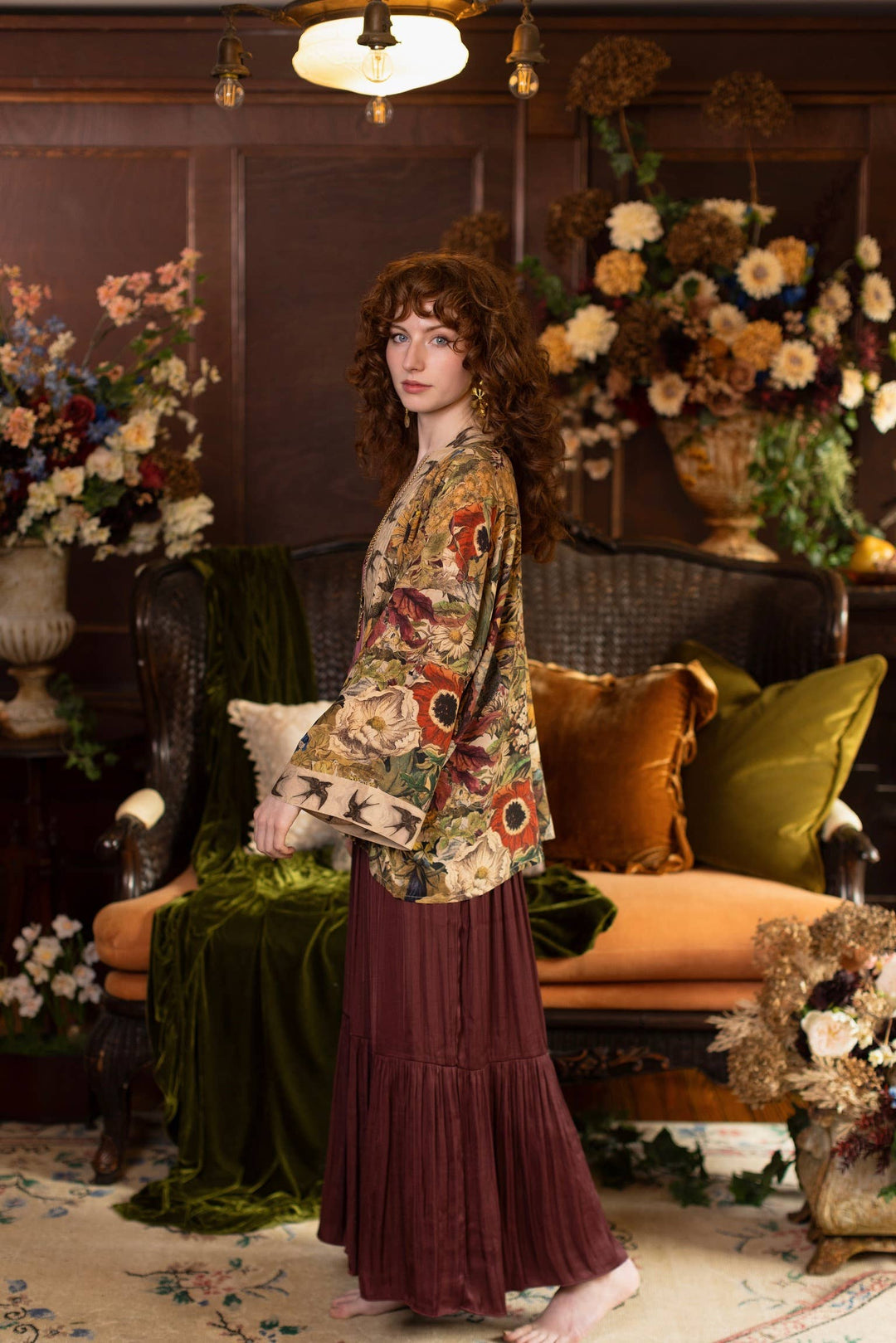 Golden Hour Pixie Duster Crop Kimono w/ Floral Print