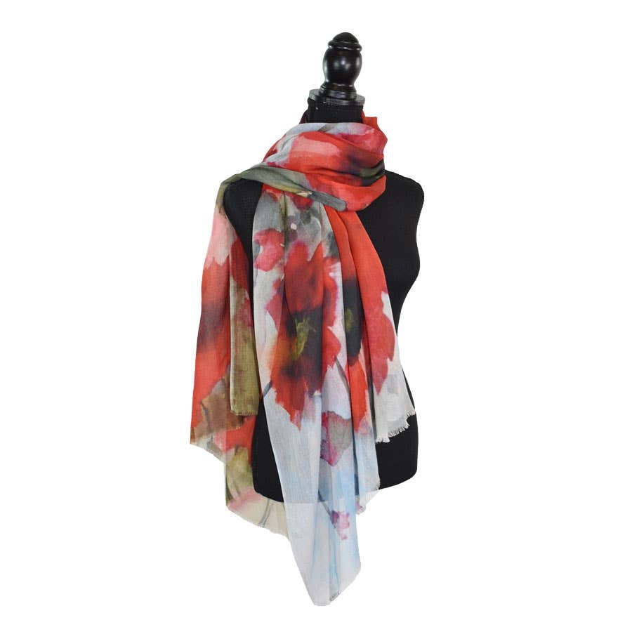 Havelock Watercolor Poppy Scarf