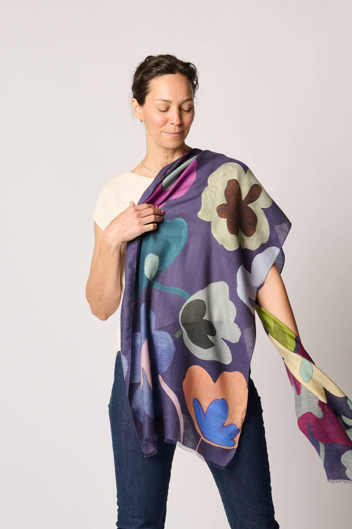 Cashmere Blend 'Flora' Art Scarf