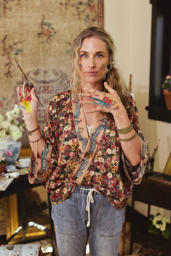 Art of Life Pixie Duster Cropped Kimono w/Palette, Flowers