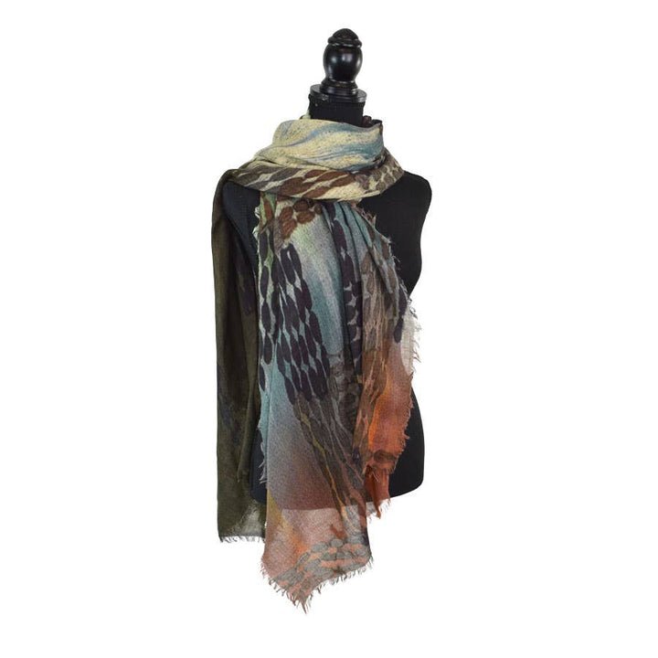 Cesario Earth Tones Wool Blend Scarf