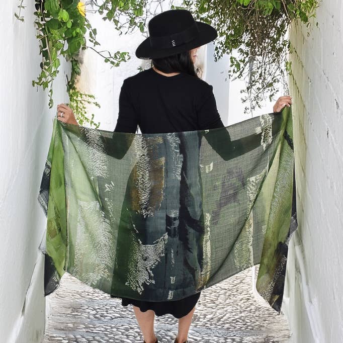 Brynlee Brushstroke Fine Wool Scarf