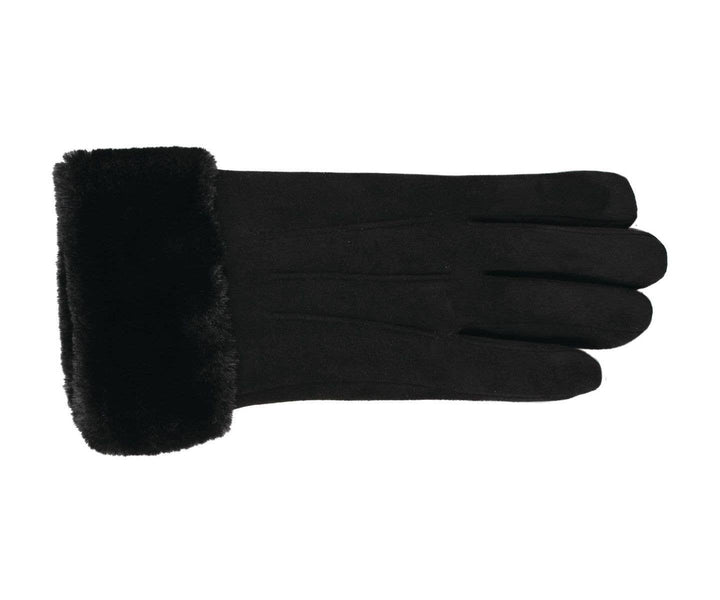 Texting Faux Suede w/ Faux Fur Cuff Gloves Winter 