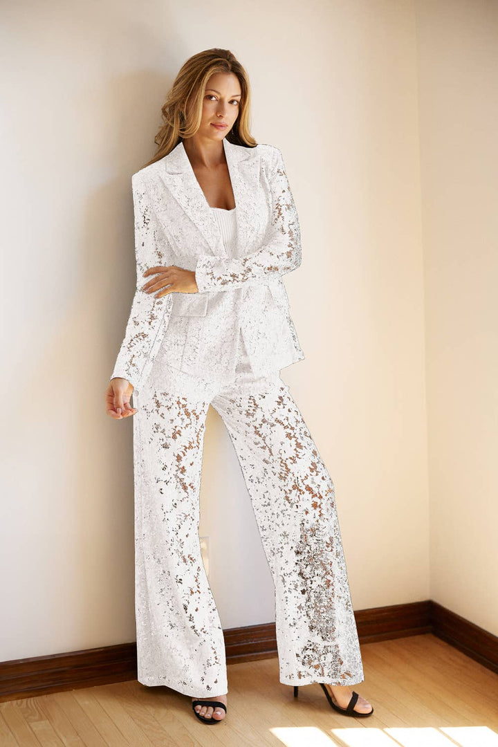 Lace Blazer Jacket with Single Button Closure