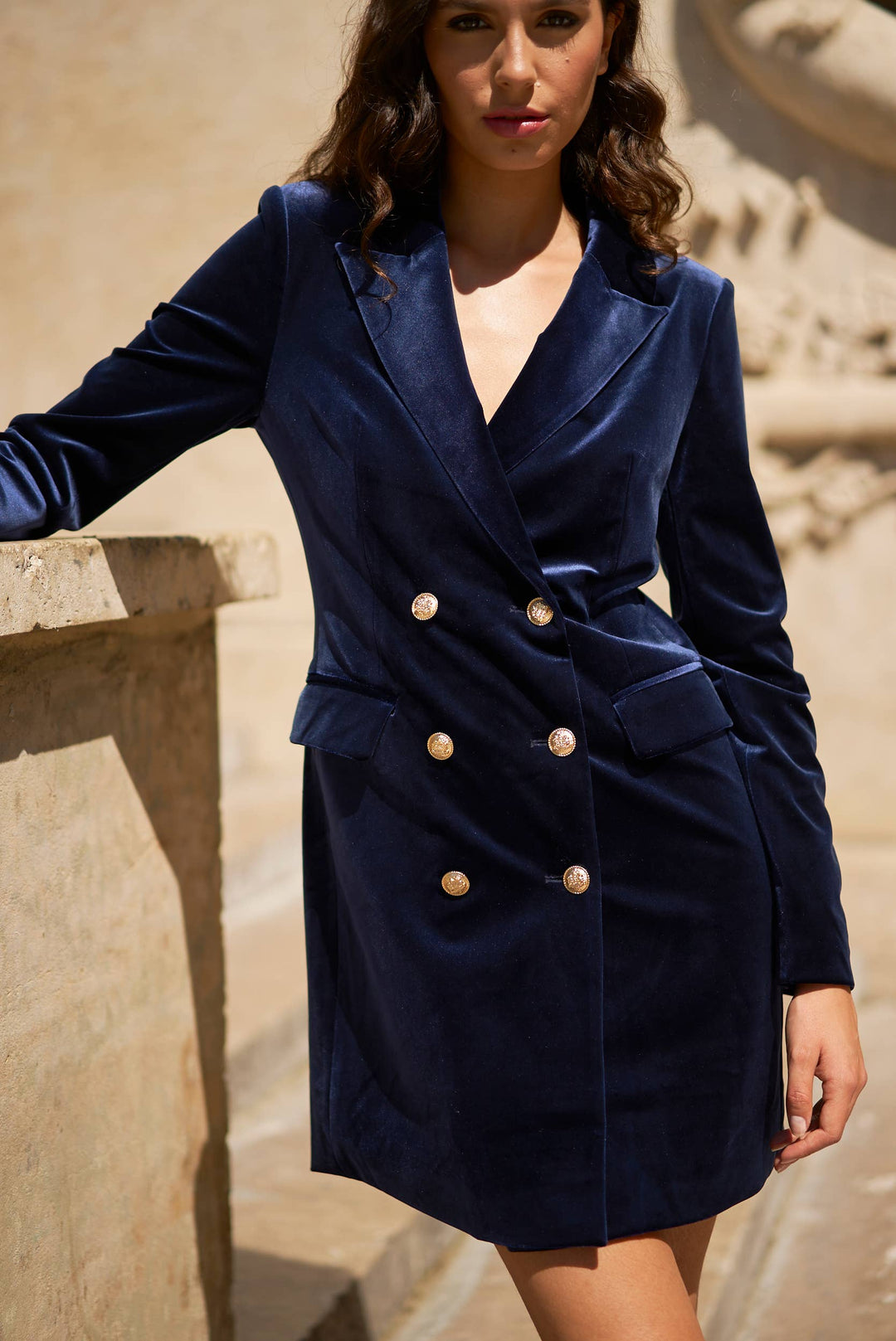 Velvet Dress Jacket with Gold Buttons