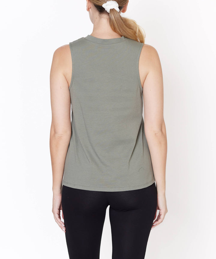 V-Cut Edge Sleeveless Cotton Jersey Top